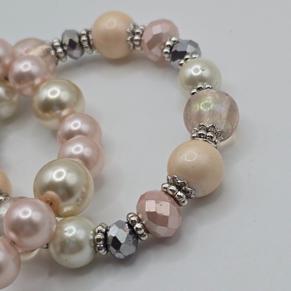 Pastel Beaded Bracelet Lot of‎ 2 Purse Charm Fashion Jewelry - Picture 5 of 10